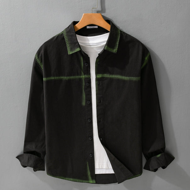 Men's shirt jacket in oversized style with washed edges and classic kent collar Mune Fashion