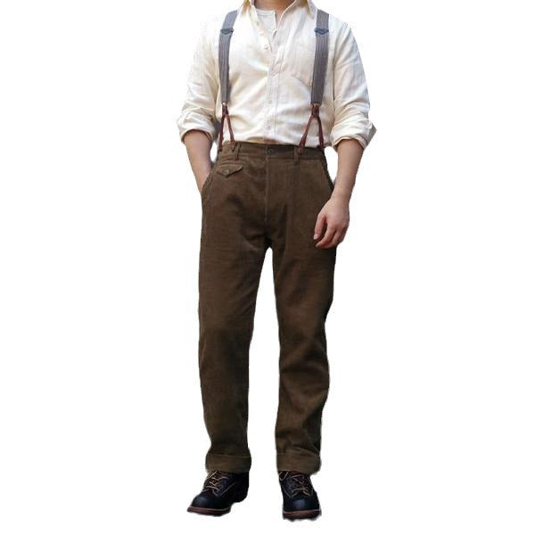 Men's High-Quality Pleated Trousers with Adjustable Suspenders Mune