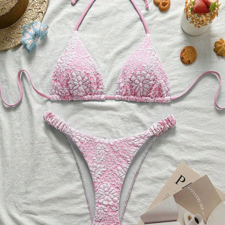 Women Flower-Decorated Triangle Bikini Mune Fashion