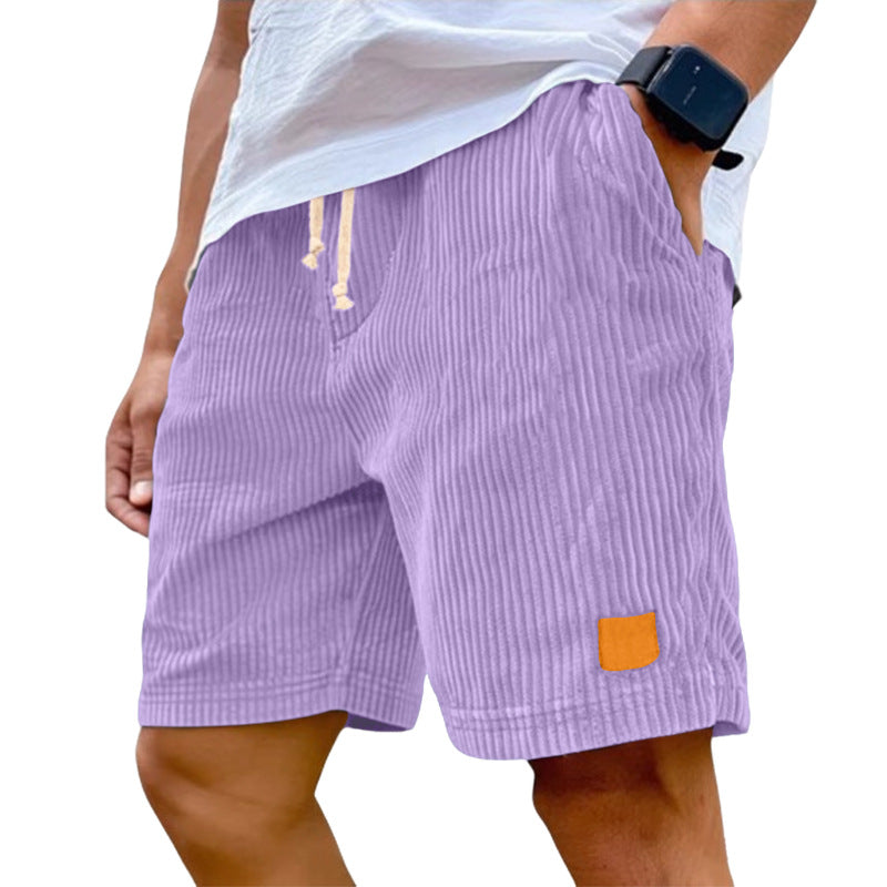 Men's fine corduroy shorts with elastic drawstring waistband, drawstring and deep side pockets Mune Fashion