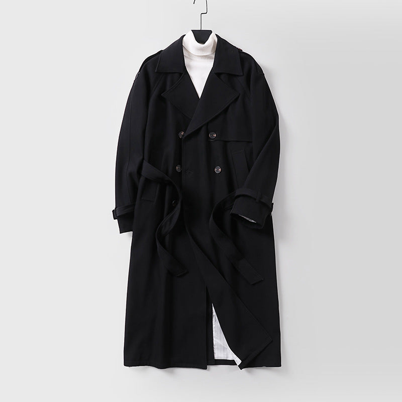 Women Double-Breasted Oversized Trench Coat with Wide Shawl Collar and Belt Mune Fashion