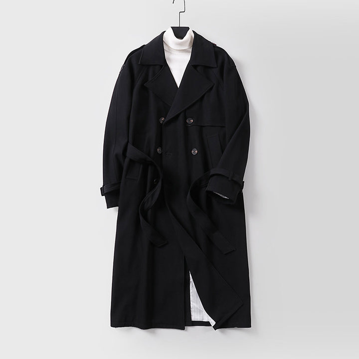 Women Double-Breasted Oversized Trench Coat with Wide Shawl Collar and Belt Mune Fashion