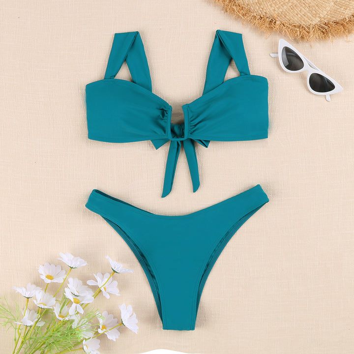 Women's Bikini Set with Playful Knot Design and Floral Print Mune Fashion