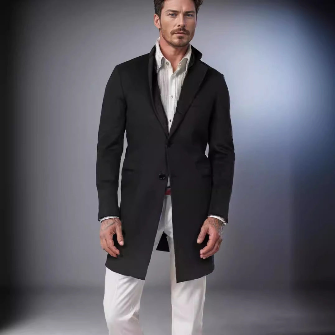 Men's Long Cut Single-Breasted Coat with Slim Silhouette Mune Fashion