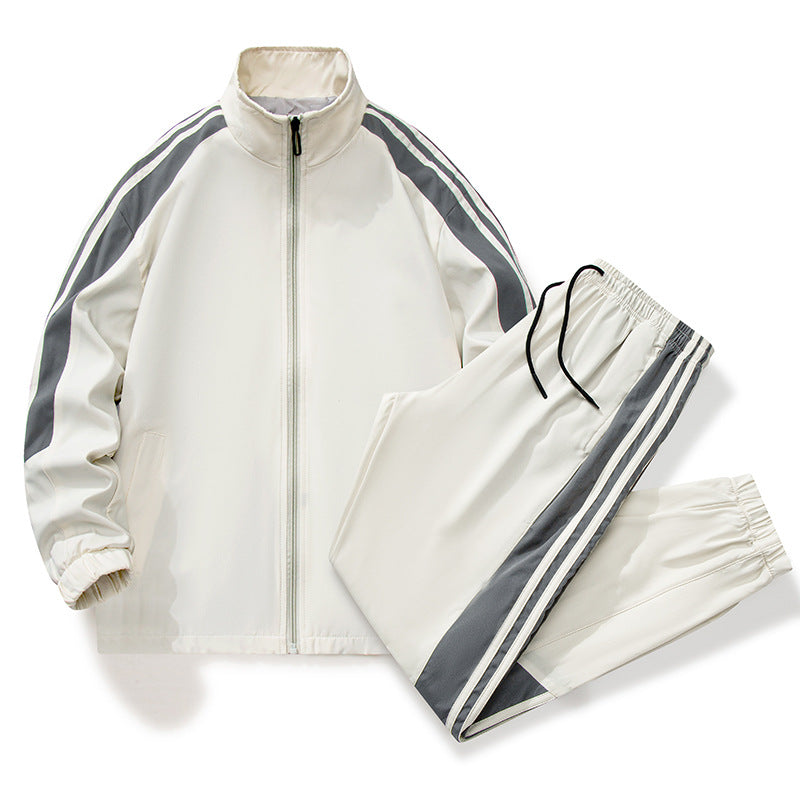 Men's classic sports training set with stand-up collar, full-length zipper, and elastic drawstring pants Mune Fashion