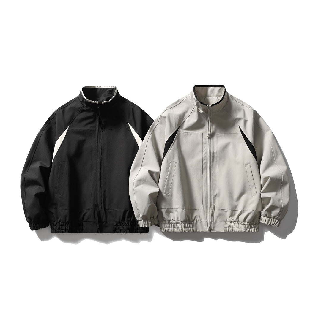 Men's Oversized Bomber Jacket with Stand Collar, Raglan Sleeves, and Elastic Hem Mune Fashion