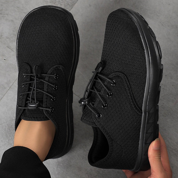 Women Lightweight Leisure Sneakers with Quick Lace Cord, Perforated Mesh & Shock-Absorbing Outsole Mune Fashion