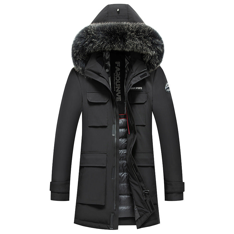 Men's Water-Repellent Thermo Parka with Hood and Removable Faux Fur Trim Mune Fashion