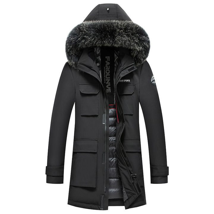 Men's Water-Repellent Thermo Parka with Hood and Removable Faux Fur Trim Mune Fashion