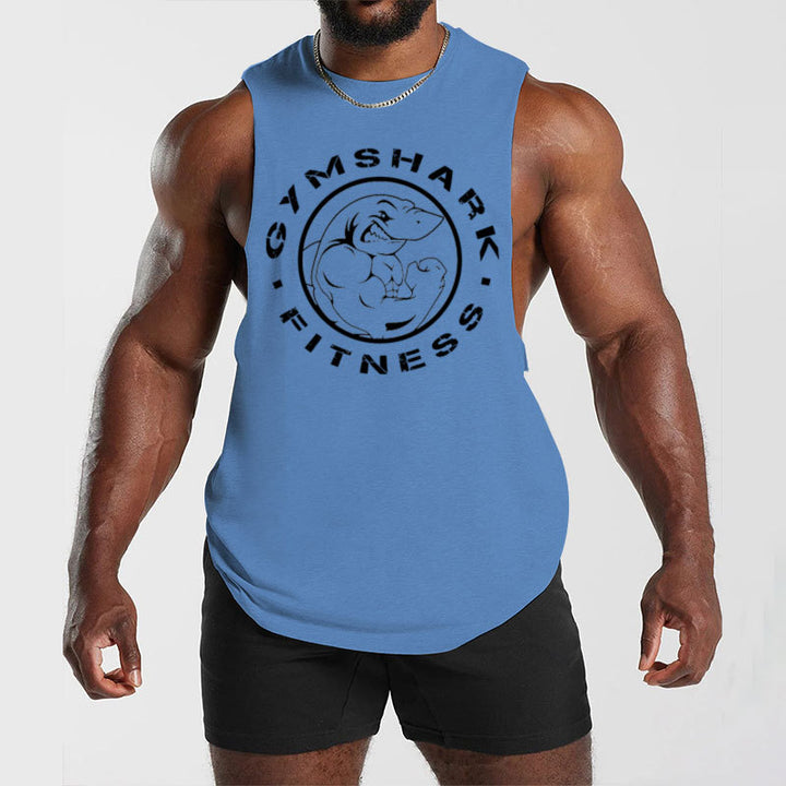 Men's sleeveless muscle shirt with extra deep arm openings and large logo print Mune Fashion