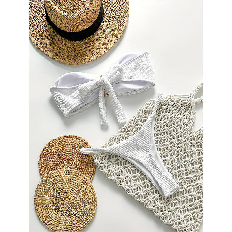 Women Premium Bikini Set with Texture and Gold Decoration Mune Fashion