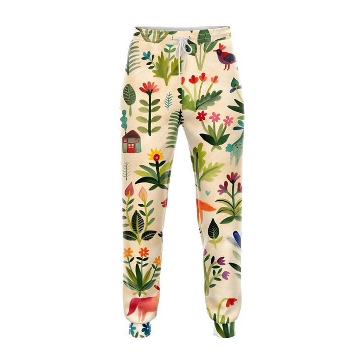 Women Fashionable Jogging Pants with Feather Pattern Mune Fashion