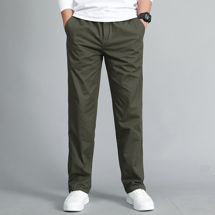 Men's Relaxed Fit Cotton Chino Pants with Elastic Waistband and Side Pockets Mune Fashion