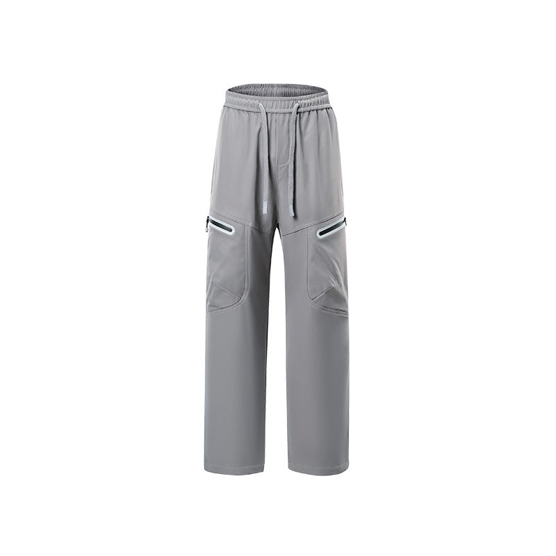 Men's Technical Cargo Jogging Pants with Straight Leg, Zipper Pockets and Drawstring Waist Mune Fashion