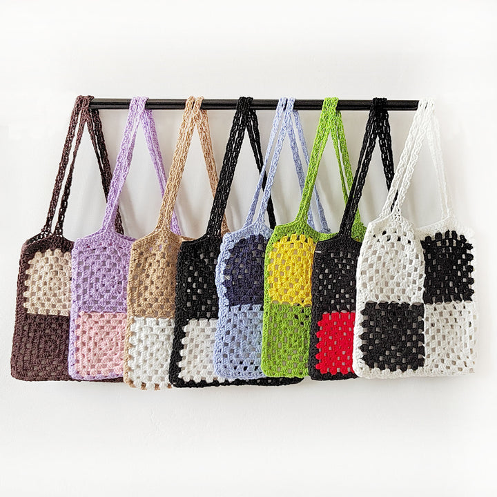Women's crocheted tote bag with original square pattern Mune Fashion