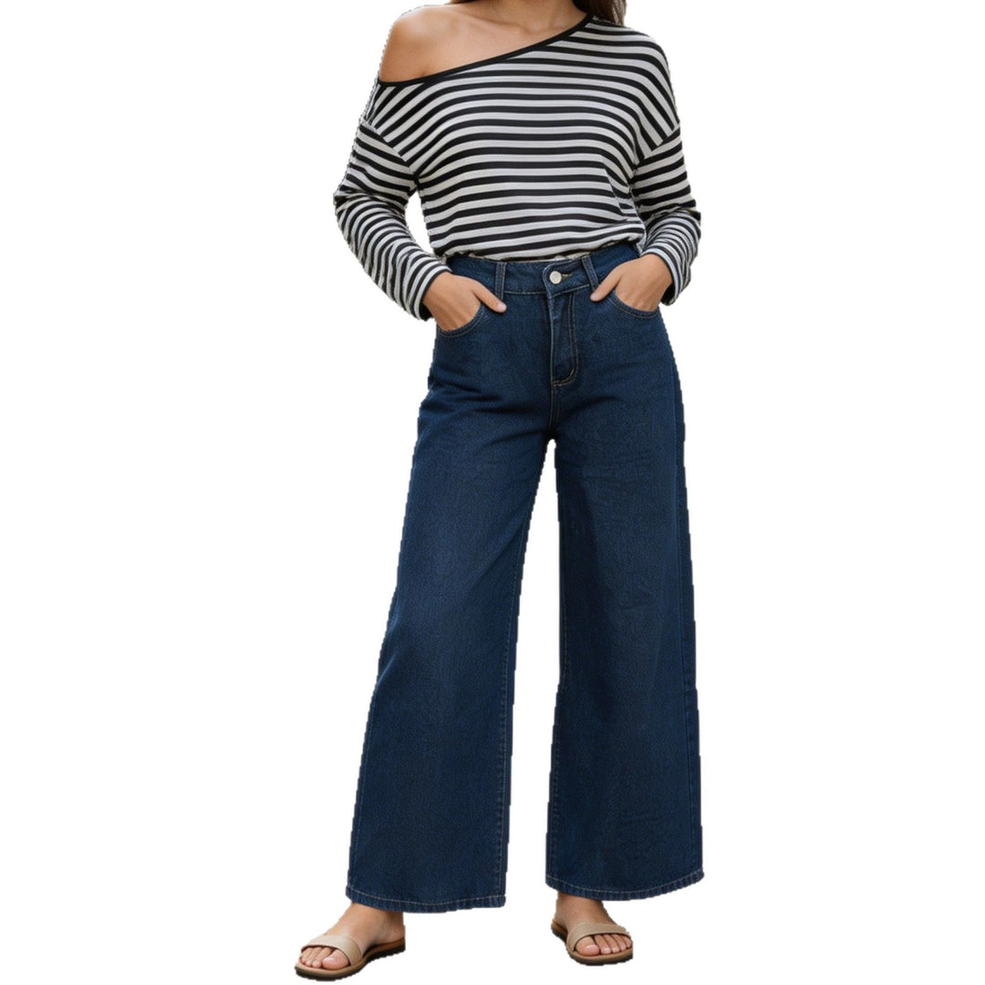 Women nan High-Waist Wide-Leg Jeans with wide leg and classic five-pocket cut Mune Fashion