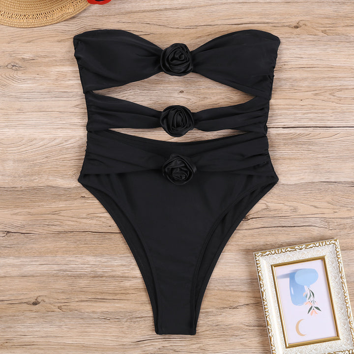 Women Elegant Monokini with Floral Design and Cut-Out Details Mune Fashion
