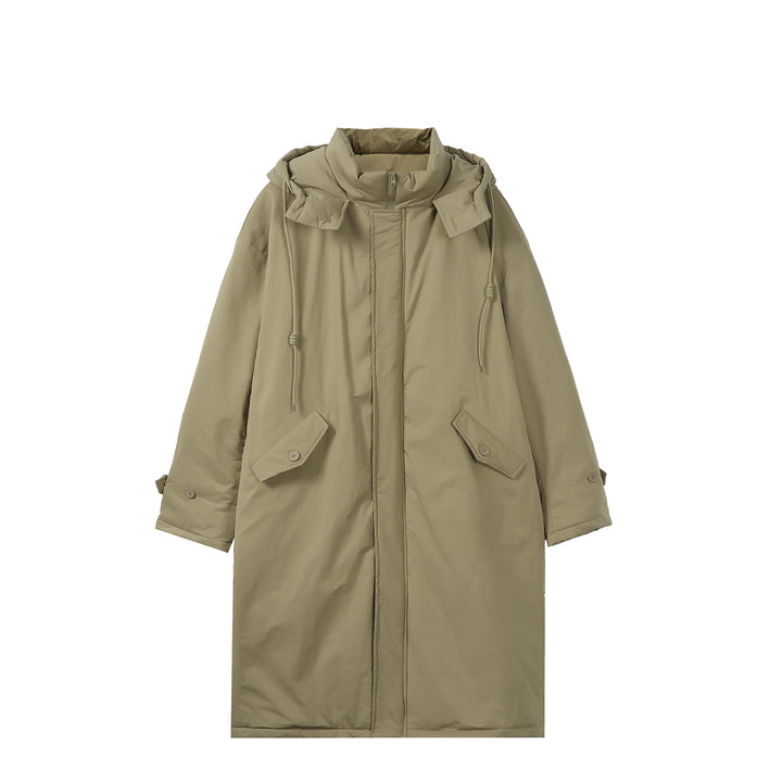 Women Long Padded Thermal Parka in Oversize Cut with Concealed Front Closure