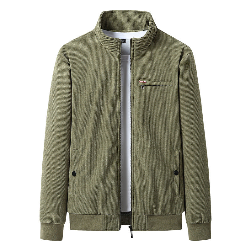Men's nano high-quality corduroy jacket with teddy inner lining, stand-up collar and chest zipper Mune Fashion