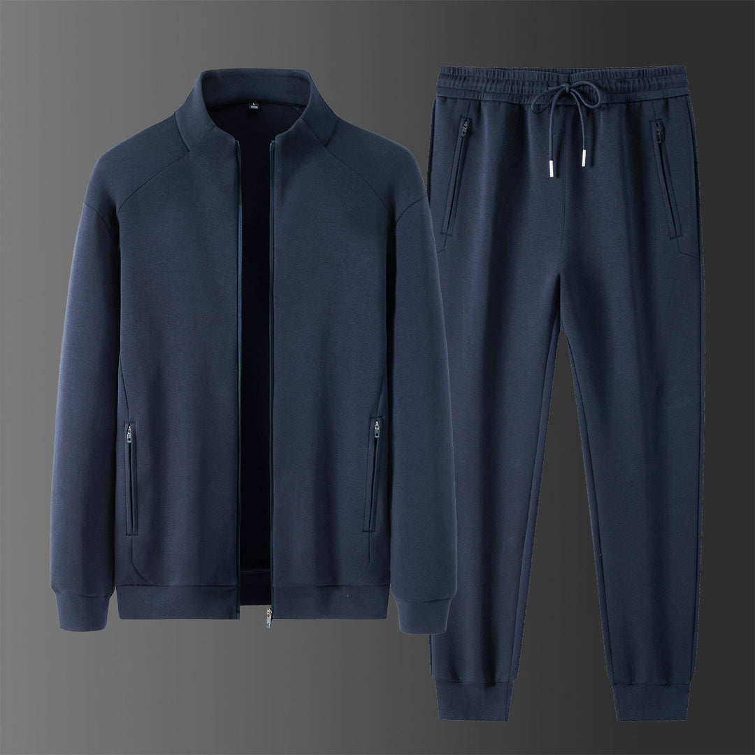 Men's two-piece minimalist jogging set with stand-up collar, two-way zipper & zip pockets Mune Fashion