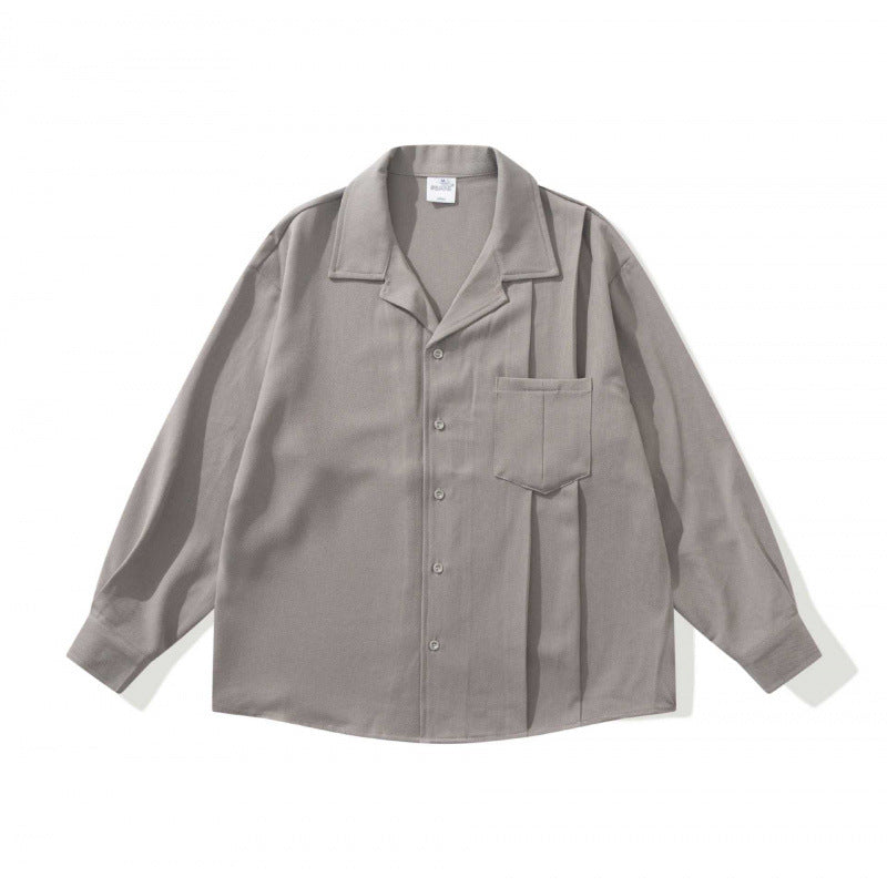 Unisex Oversized Lightweight Long Sleeve Shirt with Notched Collar, Chest Pocket and Boxy Silhouette Mune Fashion
