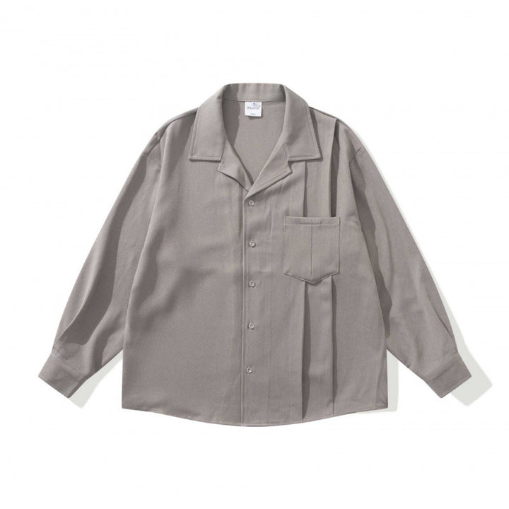 Unisex Oversized Lightweight Long Sleeve Shirt with Notched Collar, Chest Pocket and Boxy Silhouette Mune Fashion