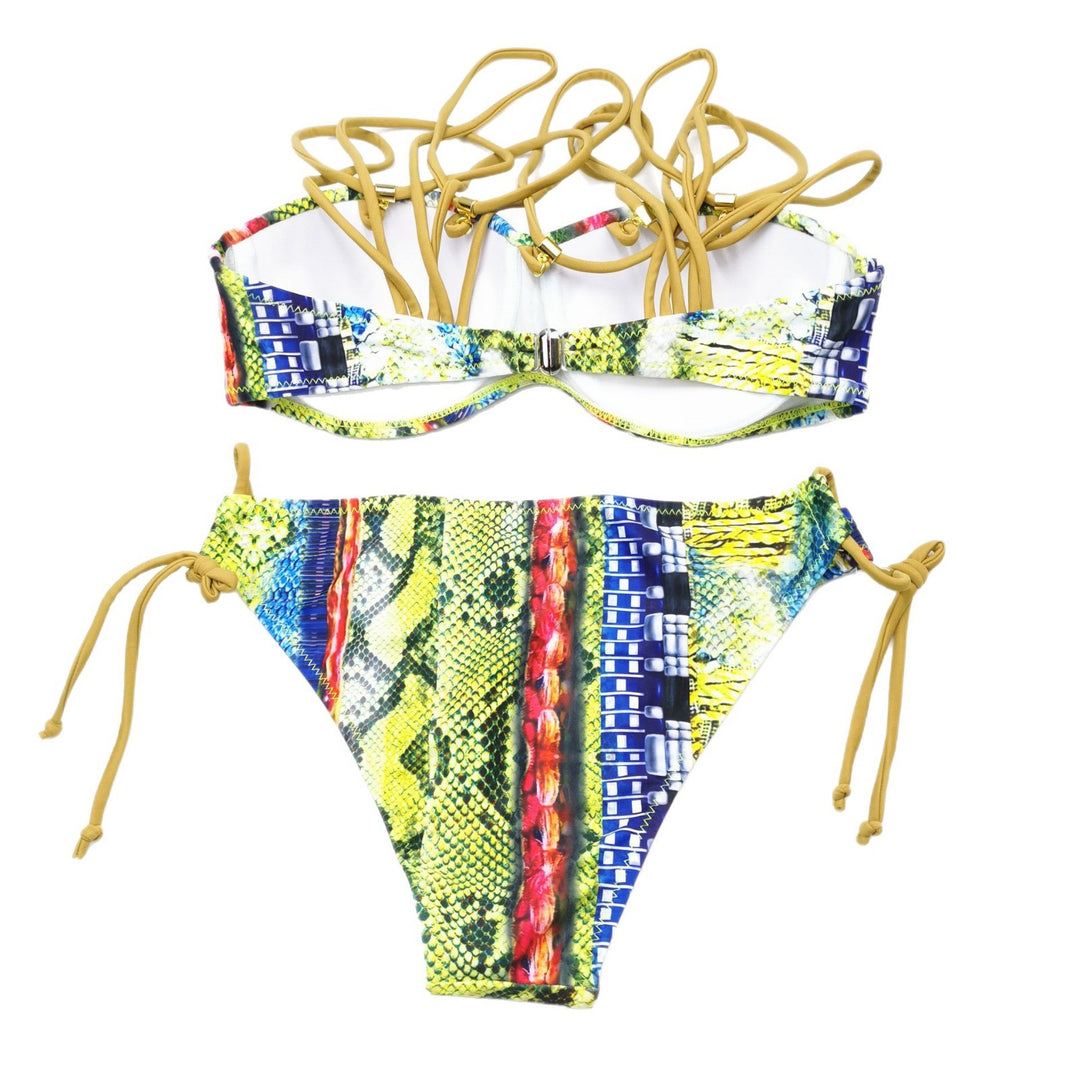 Women's bikini set with sophisticated lacing design and vibrant patterns Mune Fashion