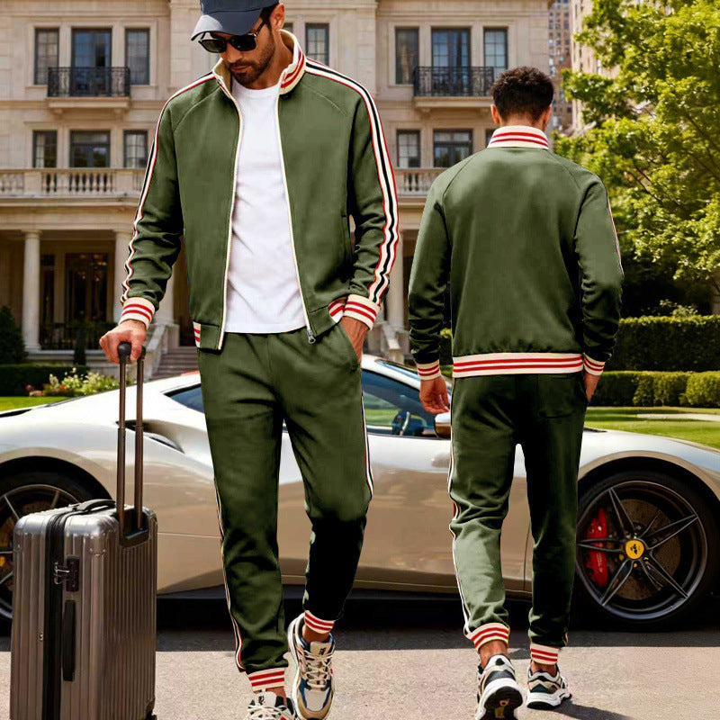 Men's sporty tracksuit with contrast stripes and ribbed cuffs Mune Fashion