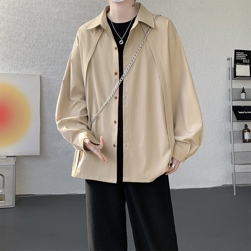 Men's Oversized Shirt Jacket made of lightweight cotton blend with straight cut & button placket Mune Fashion