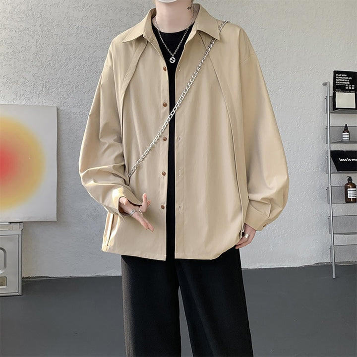 Men's Oversized Shirt Jacket made of lightweight cotton blend with straight cut & button placket Mune Fashion