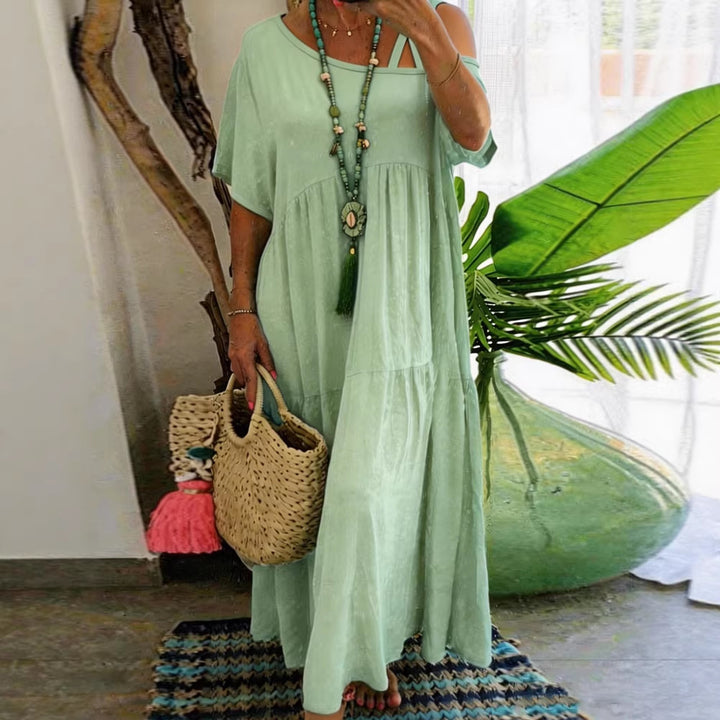 Ladies Maxi Dress with Casual Cut and Asymmetrical Design Mune Fashion