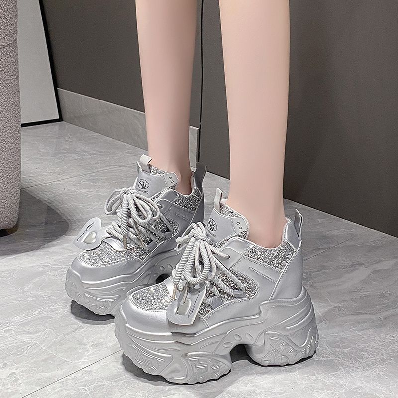 Women's High-Top Sneakers with Glittering Accents and Robust Profile Mune Fashion