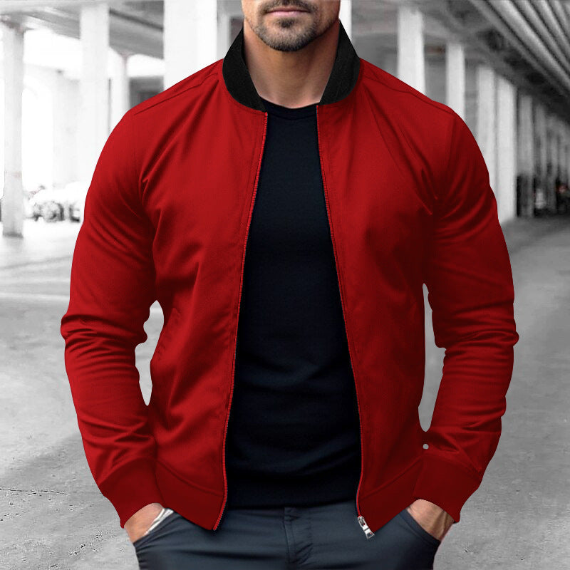 Men's lightweight cotton blouson with contrasting collar, visible metal zipper, and side pockets Mune Fashion