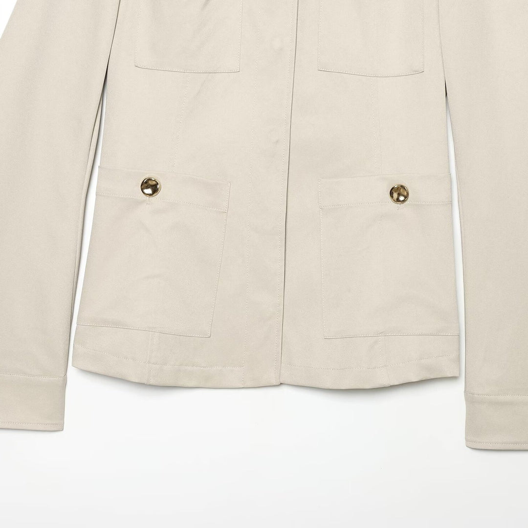 Women's Lightweight Field Jacket in Safari Style with Stand-Up Collar and Four Flap Pockets Mune Fashion