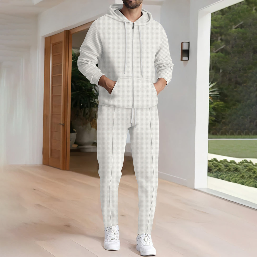 Men's nano structure fleece zip hoodie with kangaroo pockets and tapered jogger pants Mune Fashion
