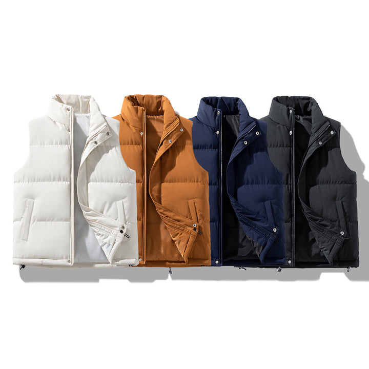 Men's Insulated Outdoor Padded Vest with High Collar, 2-Way Zipper & Concealed Side Pockets Mune Fashion