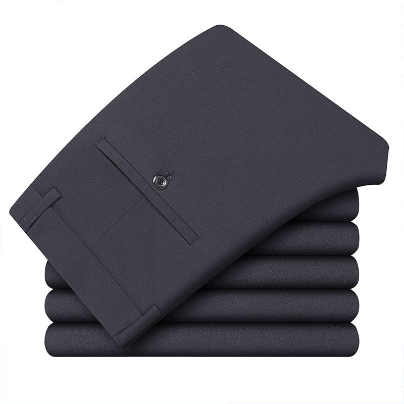 Men's Business Pants Slim-Fit with Crease and Hidden Back Pockets Mune Fashion