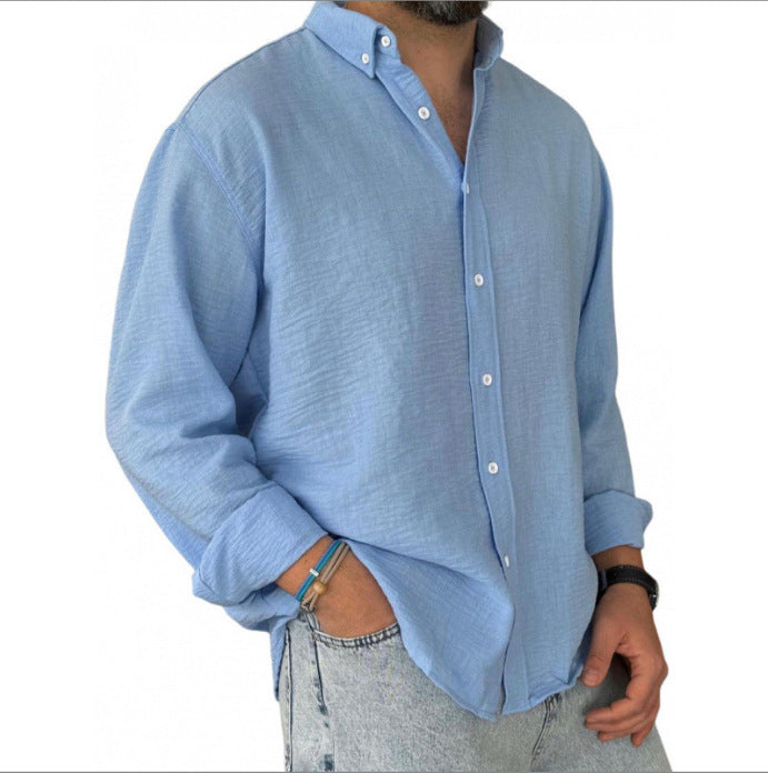 Men's nan lightweight cotton-linen shirt with button-down collar and relaxed fit Mune Fashion
