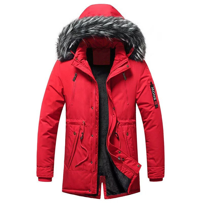 Men's padded winter parka with hood and faux fur trim, water-repellent and thermal insulated Mune Fashion