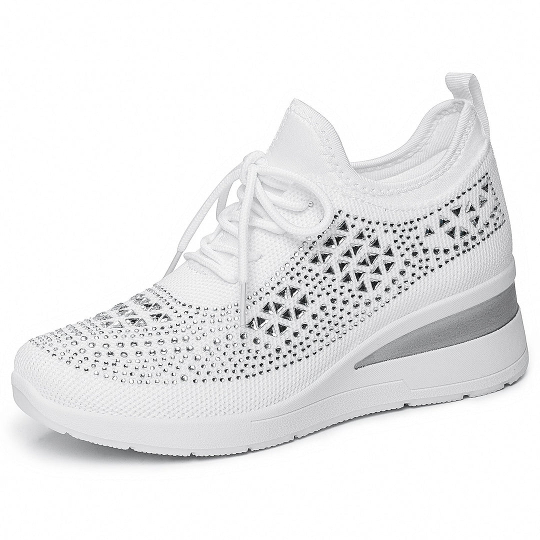 Women's sporty sneakers with rhinestone appliqués and breathable upper material Mune Fashion