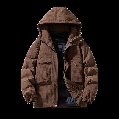 Men's Padded Ripstop Parka with Hood Oversized Cut and Integrated Shoulder Bag Mune Fashion