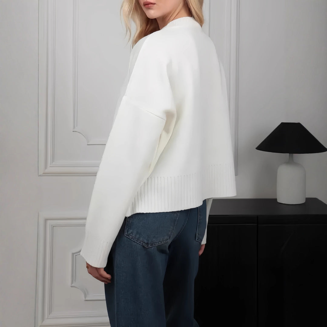 Women's Comfortable Knit Sweater with Round Neckline