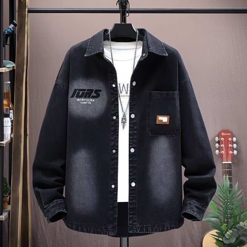 Men's Oversized Denim Shirt Jacket in Vintage Wash with Flap Chest Pocket Mune Fashion