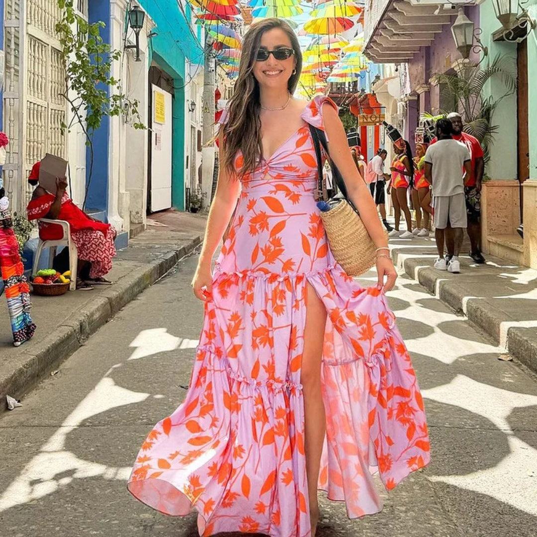 Women's One-Piece Swimsuit with Romantic Floral Print and Playful Ruffles Mune Fashion