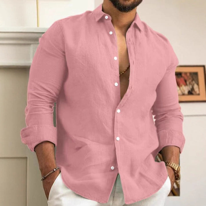 Men's Loose Linen Shirt with Round Hem and Breathable Texture Mune Fashion