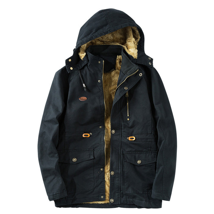 Men's Thermo-Canvas Parka with Faux Fur Lining, Hood and Multifunctional Pockets Mune Fashion