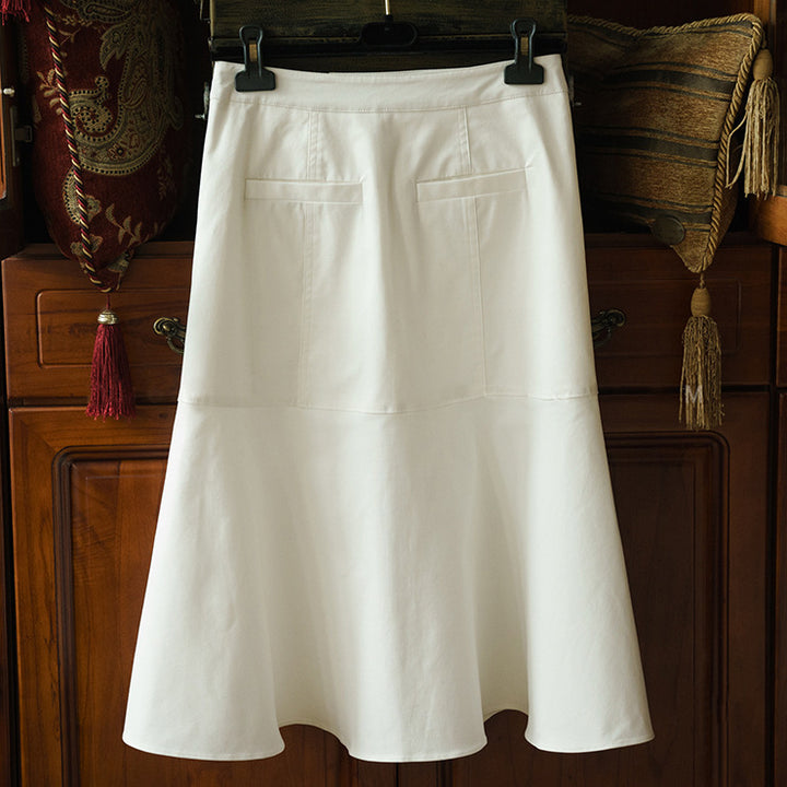 Women's Fashionable Midi Skirt with Button Placket and Swing Hem Mune Fashion