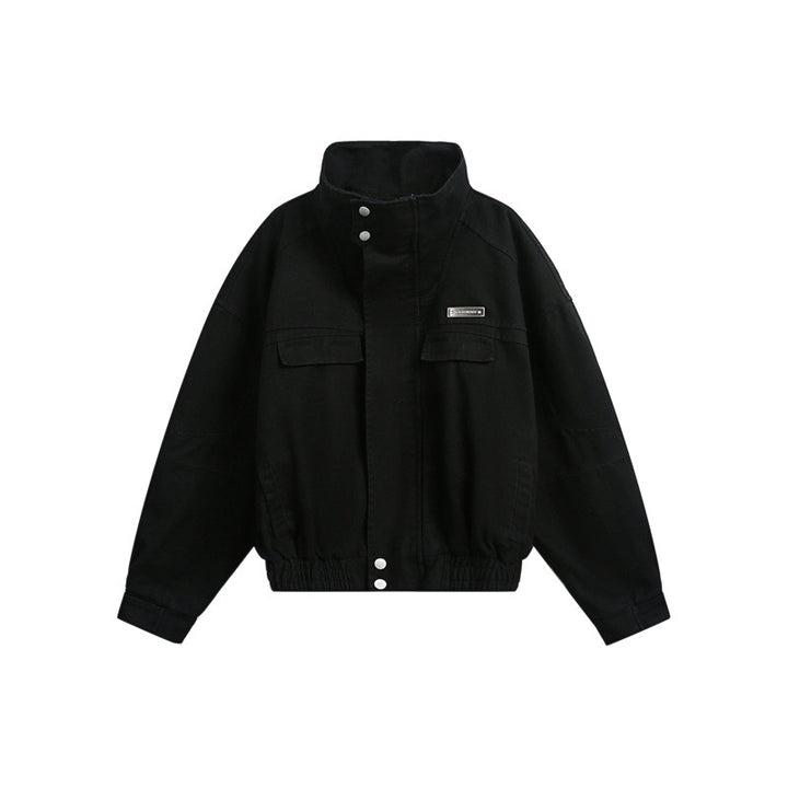 Unisex Short cut Boxy outdoor jacket with concealed zipper placket, high stand-up collar and elastic waistband Mune Fashion