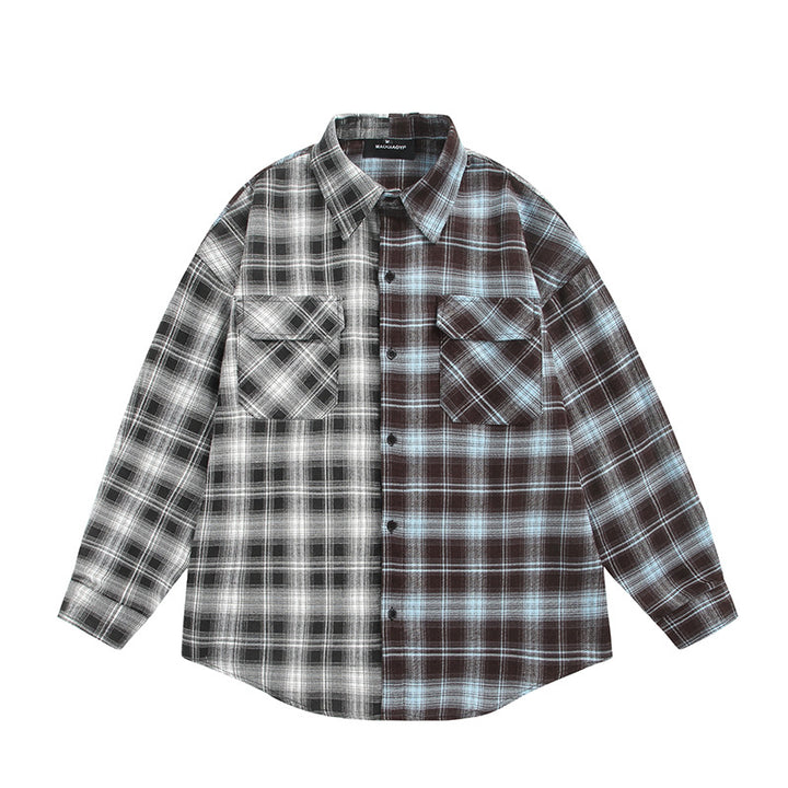 Unisex Split Check Overshirt in Shirt Jacket Style Mune Fashion