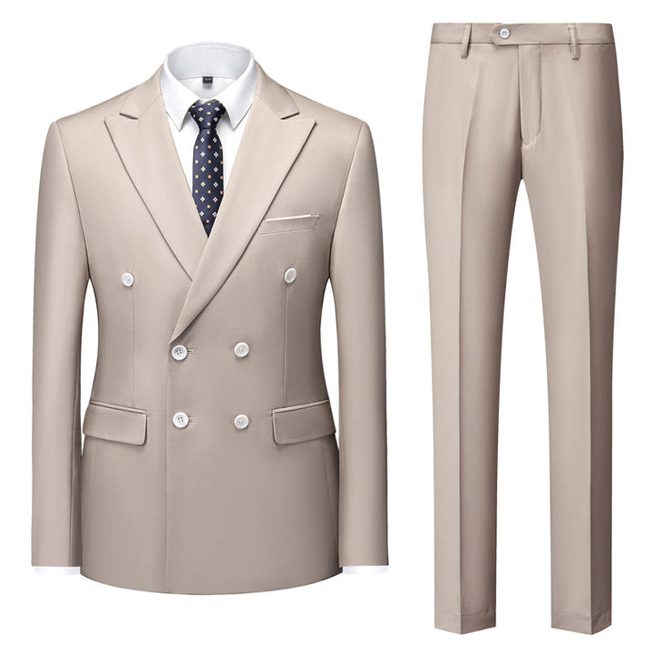 Men's tailored double-breasted blazer with peak lapel and slim fit suit trousers Mune Fashion
